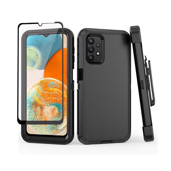 TASHHAR Samsung Galaxy A23 5G Case with Belt Clip Holster and Screen Protector Military Grade Heavy Duty Protection 3 in 1 Shockproof Armor Rugged Durable Detachable for Galaxy A23 5G Phone - Black