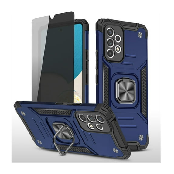 TASHHAR Samsung Galaxy A23 5G Case with Privacy Screen and Lens Protector Magnetic Ring Mount Kickstand Military Grade Double Layer Drop Protection Rugged Durable for Galaxy A23 5G Phone - Blue