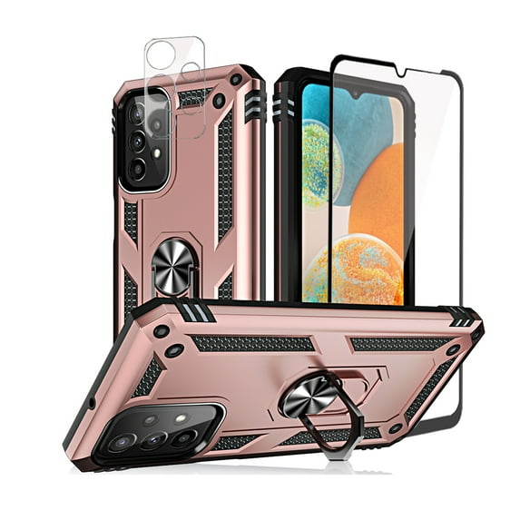 TASHHAR Samsung Galaxy A23 5G Case with Screen and Lens Protector Magnetic Ring Mount Kickstand Military Grade Full Body Double Layer Drop Protection Rugged Durable for Galaxy A23 5G Phone - Rose Gold