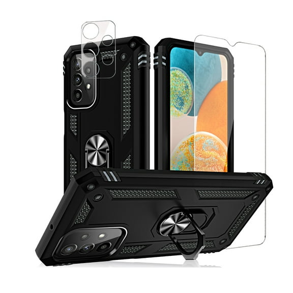 TASHHAR Samsung Galaxy A23 5G Case with Screen and Lens Protector Magnetic Ring Mount Kickstand Military Grade Full Body Double Layer Drop Protection Rugged Durable for Galaxy A23 5G Phone - Black