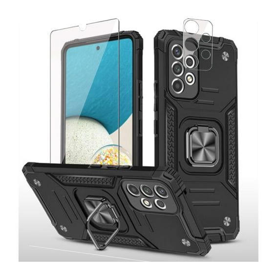 TASHHAR Samsung Galaxy A23 5G Case with Screen and Lens Protector Magnetic Ring Mount Kickstand Military Grade Full Body Double Layer Drop Protection Rugged Durable for Galaxy A23 5G Phone - Black
