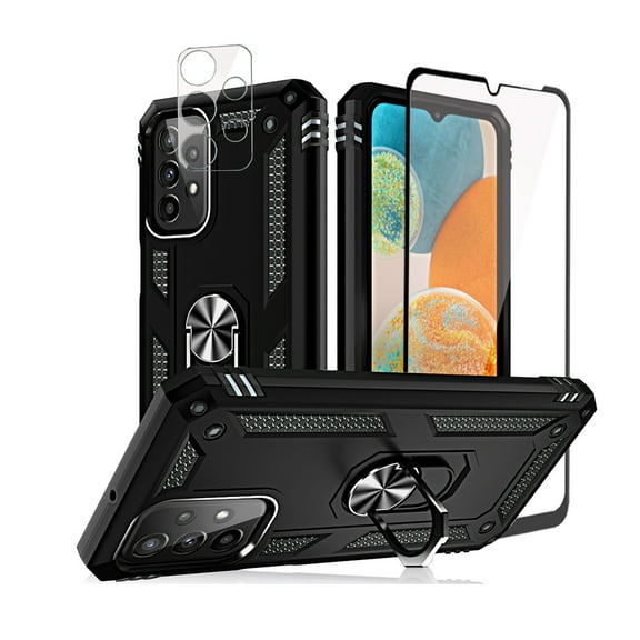 TASHHAR Samsung Galaxy A23 5G Case with Screen Protector and Magnetic Ring Mount Kickstand Military Grade Full Body Double Layer Drop Protection Rugged Durable for Galaxy A23 5G Phone - Black