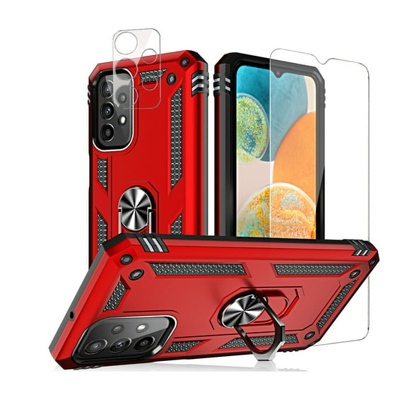 TASHHAR Samsung Galaxy A23 5G Case with Screen Protector and Magnetic Ring Mount Kickstand Military Grade Full Body Double Layer Drop Protection Rugged Durable Detachable for Galaxy A23 5G Phone - Red