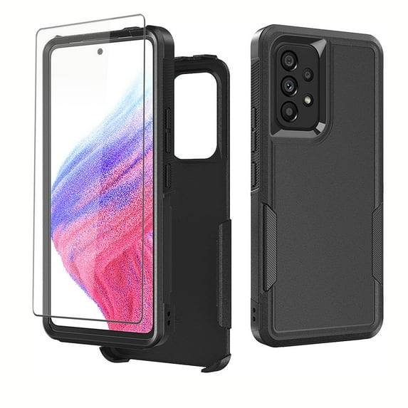 TASHHAR Samsung Galaxy A25 5G Case with Screen Protector Military Grade Double Layer Drop Resistant Durable for Galaxy A25 5G Phone - Black