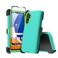 thumbnail image 1 of TASHHAR Samsung Galaxy A35 5G Case with Belt Clip Holster and Screen Protector Military Grade Protection 3 in 1 Shockproof Armor Rugged Durable Detachable for Galaxy A35 5G Phone - Green+Yellow, 1 of 7