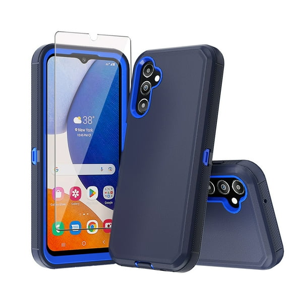 TASHHAR Samsung Galaxy A35 5G Case with Screen Protector Military Grade Heavy Duty Protection 3 in 1 Shockproof Armor Rugged Durable Detachable for Galaxy A35 5G Phone - Dark Blue+Blue
