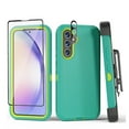 thumbnail image 1 of TASHHAR Samsung Galaxy A54 5G Case with Screen and Lens Protector and Belt Clip Holster Military Grade Heavy Duty 3 in 1 Shockproof Armor Rugged Durable for Galaxy A54 5G Phone - Green+Yellow, 1 of 9