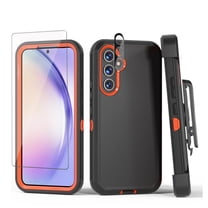 TASHHAR Samsung Galaxy A54 5G Case with Screen Protector and Belt Clip Holster Military Grade Heavy Duty 3 in 1 Shockproof Armor Rugged Durable for Galaxy A54 5G Phone - Black Orange