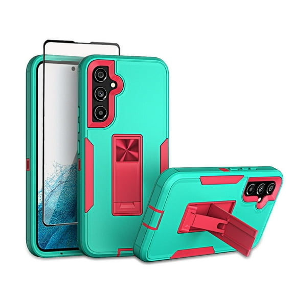 TASHHAR Samsung Galaxy A54 5G Case with Screen Protector and Magnetic Car Mount Kickstand Military Grade Full Body Double Layer Drop Rugged Durable for Galaxy A54 5G Phone - Green&Rose Red