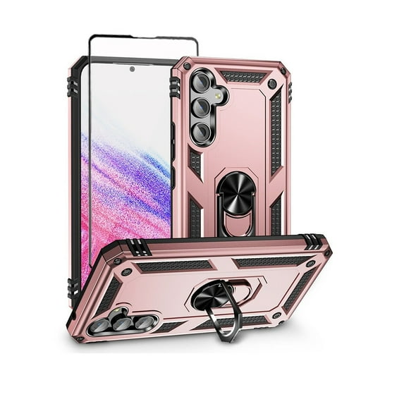TASHHAR Samsung Galaxy A54 5G Case with Screen Protector with Magnetic Ring Kickstand Military Grade Double Layer Drop Rugged Detachable for Galaxy A54 5G Phone - Rose Gold