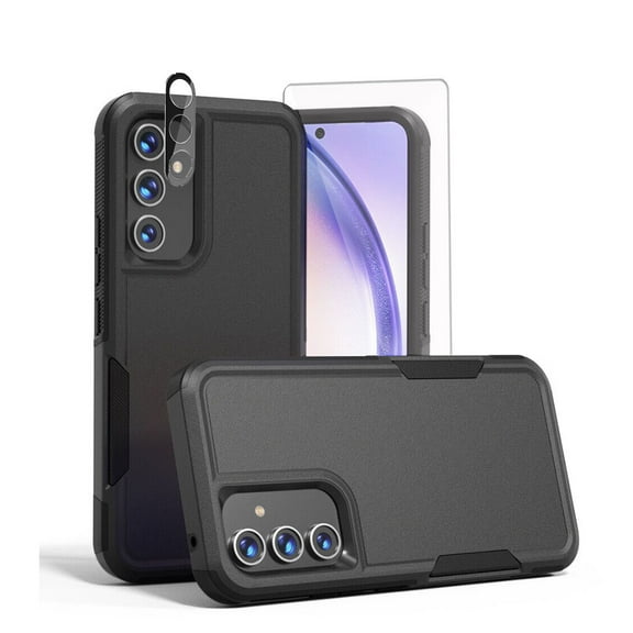 TASHHAR Samsung Galaxy A54 5G Case with Screen and Lens Protector Military Grade Double Layer Drop Resistant Durable for Galaxy A54 5G Phone - Black