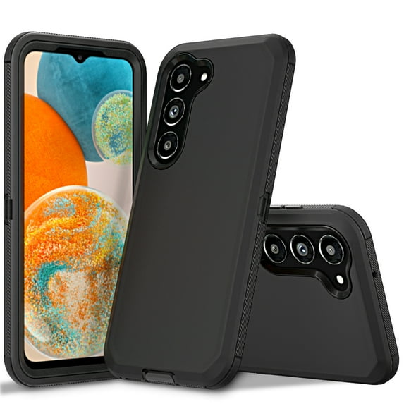 TASHHAR Samsung Galaxy S23 Case with Lens Protector Military Grade Heavy Duty Protection 3 in 1 Shockproof Armor Rugged Durable Detachable for Galaxy S23 Phone - Black