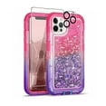 thumbnail image 1 of TASHHAR iPhone 14 Plus Case with Screen and Lens Protector 3 in 1 Anti Scratch Clear Glitter Shockproof Durable Moving Shiny Quicksand Liquid for iPhone 14 Plus 6.7 inch 2022 Phone Rose Red+Purple, 1 of 6