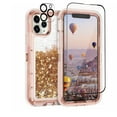 thumbnail image 1 of TASHHAR iPhone 14 Pro Case with Screen and Lens Protector 3 in 1 Anti Scratch Clear Glitter Shockproof Durable Moving Shiny Quicksand Liquid Case for iPhone 14 Pro 6.1 inch 2022 Phone Rose Gold, 1 of 9