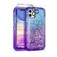 thumbnail image 1 of TASHHAR iPhone 14 Pro Case with Screen and Lens Protector 3 in 1 Anti Scratch Clear Glitter Shockproof Durable Moving Shiny Quicksand Liquid Case for iPhone 14 Pro 6.1 inch 2022 Phone Blue+Purple, 1 of 5
