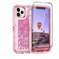thumbnail image 1 of TASHHAR iPhone 14 Pro Case with Screen Protector 3 in 1 Anti Scratch Protection Clear Bling Glitter Shockproof Durable Moving Shiny Quicksand Liquid Case for iPhone 14 Pro 6.1 inch 2022 Phone Pink, 1 of 9