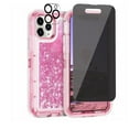 thumbnail image 1 of TASHHAR iPhone 14 Pro Max Case with Privacy Screen and Lens Protector 3 in 1 Anti Scratch Clear Glitter Shockproof Durable Moving Shiny Quicksand Liquid for iPhone 14 Pro Max 6.7 inch 2022 Phone Pink, 1 of 9