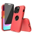 thumbnail image 1 of TASHHAR iPhone 15 Case with Privacy Screen Protector Military Grade Heavy Duty Protection 3 in 1 Shockproof Armor Rugged Durable Detachable for iPhone 15 6.1 inch 2023 Phone - Red+Black, 1 of 8