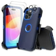 thumbnail image 1 of TASHHAR iPhone 15 Case with Screen and Lens Protector and Belt Clip Holster Military Grade Heavy Duty 3 in 1 Shockproof Armor for iPhone 15 6.1 inch 2023 Phone - Dark Blue+Blue, 1 of 10