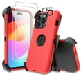 thumbnail image 1 of TASHHAR iPhone 15 Plus Case with Screen and Lens Protector and Belt Clip Holster Military Grade Heavy Duty 3 in 1 Shockproof Armor for iPhone 15 Plus 6.7 inch 2023 Phone - Red+Black, 1 of 10