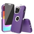 thumbnail image 1 of TASHHAR iPhone 15 Pro Case with Privacy Screen and Lens Protector Military Grade Heavy Duty 3 in 1 Shockproof Armor for iPhone 15 Pro 6.1 inch 2023 Phone - Purple+White, 1 of 8