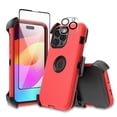 thumbnail image 1 of TASHHAR iPhone 15 Pro Case with Screen and Lens Protector and Belt Clip Holster Military Grade Heavy Duty 3 in 1 Shockproof Armor for iPhone 15 Pro 6.1 inch 2023 Phone - Red+Black, 1 of 10