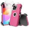 thumbnail image 1 of TASHHAR iPhone 15 Pro Case with Screen and Lens Protector and Belt Clip Holster Military Grade Heavy Duty 3 in 1 Shockproof Armor for iPhone 15 Pro 6.1 inch 2023 Phone - Rose Red+White, 1 of 9