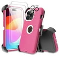thumbnail image 1 of TASHHAR iPhone 15 Pro Case with Screen and Lens Protector and Belt Clip Holster Military Grade Heavy Duty 3 in 1 Shockproof Armor for iPhone 15 Pro 6.1 inch 2023 Phone - Rose Red+White, 1 of 10