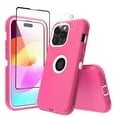 thumbnail image 1 of TASHHAR iPhone 15 Pro Case with Screen and Lens Protector Military Grade Heavy Duty 3 in 1 Shockproof Armor for iPhone 15 Pro 6.1 inch 2023 Phone - Rose Red+White, 1 of 7