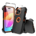 thumbnail image 1 of TASHHAR for iPhone 16 Case with Screen and Lens Protector and Belt Clip Holster Military Grade Heavy Duty 3 in 1 Shockproof Armor iPhone 16 6.1 inch 2024 Phone - Black+Orange, 1 of 9