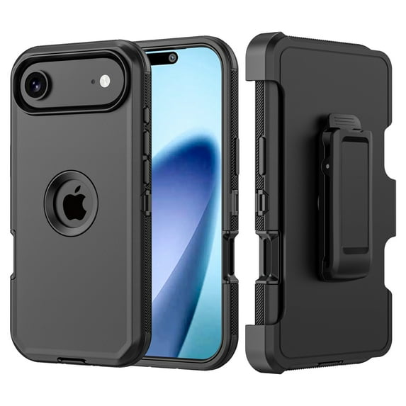 TASHHAR for iPhone 17 Air Case with Belt Clip Holster Military Grade Heavy Duty Protection 3 in 1 Shockproof Armor Durable Detachable iPhone 17 Air 6.6 inch 2025 Phone - Black