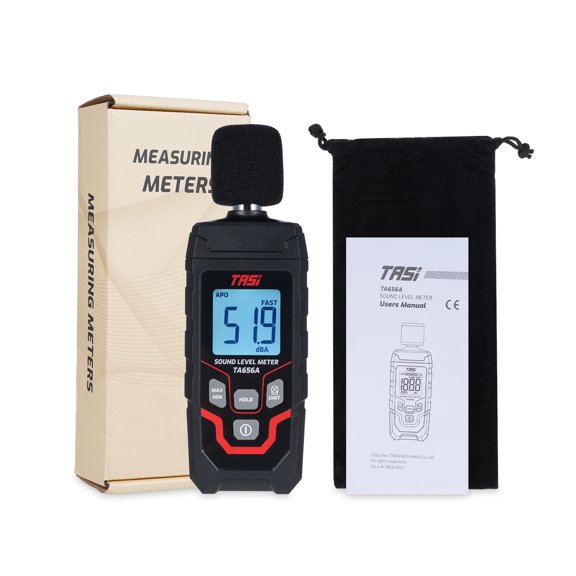 TASI TA656A Digital Sound Level Meter 30-130dBA Decibel Reader High Precision Portable Noise Detector Handheld Audio Tester Black (Battery Not Included)