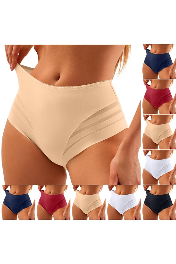 Black Women's High Waist Underwear Tummy Control underwear Super Stretchy Briefs No Show Soft Briefs Full Coverage Comfy Ladies Panties Breathable