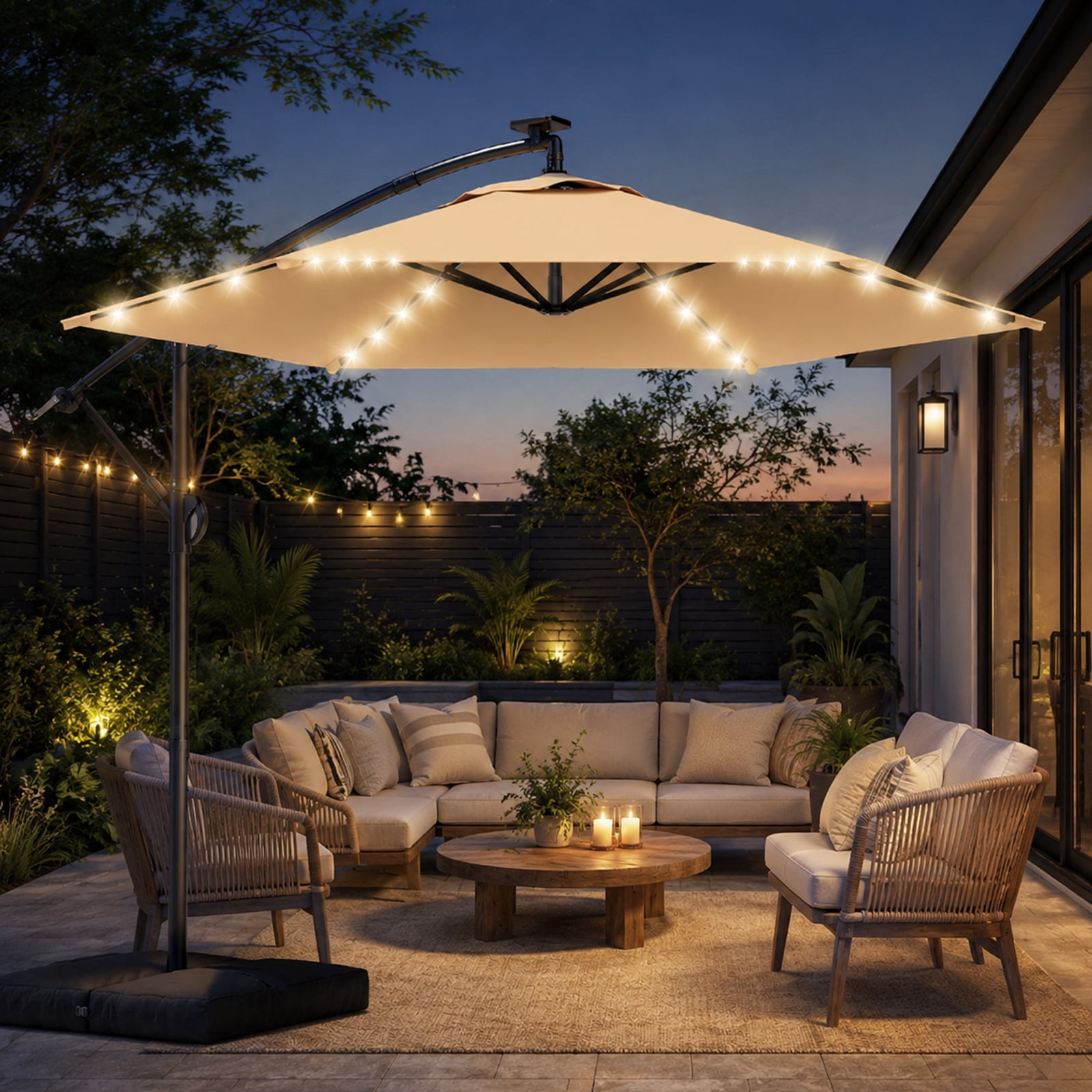 10 foot offset patio umbrella with solar lights 373.99 Best Choice Products 10ft LED Hanging Outdoor Market w/ Adjustable Tilt 79 inch(H)Weight Costway 10 Ft Patio Solar