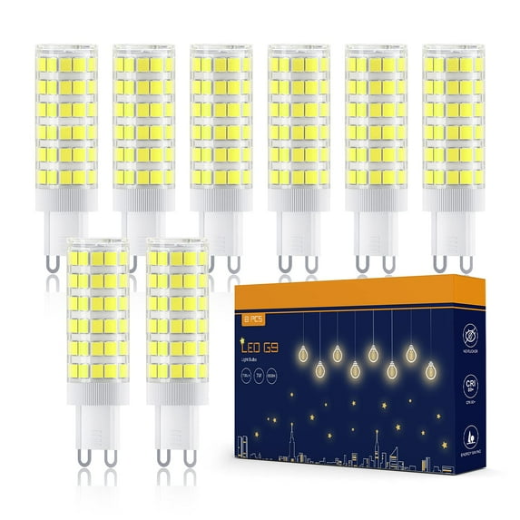 TASMOR G9 LED Bulbs 7W, Cool White 6500K, Energy Saving Light, 700LM, AC220-240V, 8 Packs