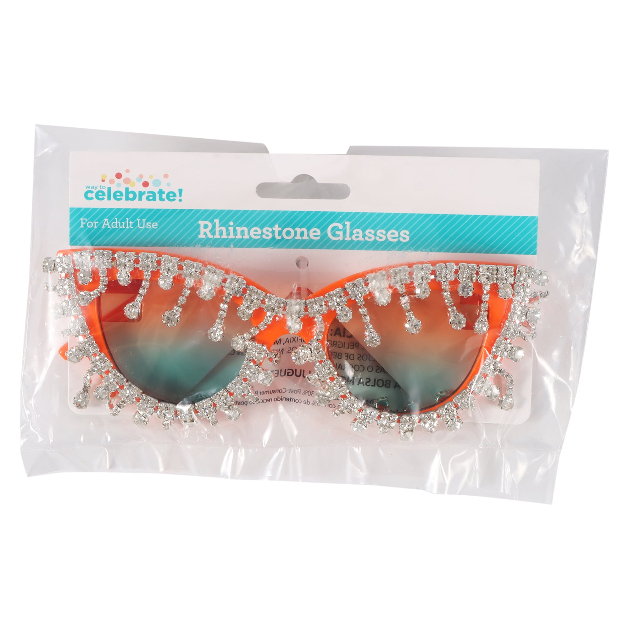 Orange Tassel Party Glasses with Rhinestones, Party Favor, by Way To Celebrate