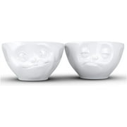 TASSEN Medium Porcelain Bowl Set No. 3, Tasty & Snoozy Face, 6.5 Oz. White (Set Of 2 Bowls)
