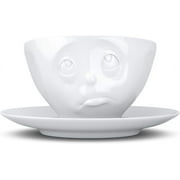 TASSEN Porcelain Coffee Cup With Saucer, Oh Please Face Edition, 6.5 Oz. White (Single Cup&Saucer)