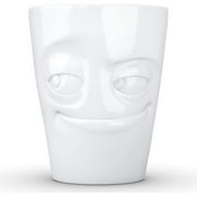 TASSEN Porcelain Mug With Handle, Impish Face Edition, 11 Oz. White (Single Coffee Mug) Coffee Cup