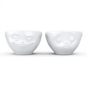TASSEN Small Porcelain Bowl Set No. 1, Kissing & Grinning Face, 3.3 Oz. White (Set Of 2 Bowls)