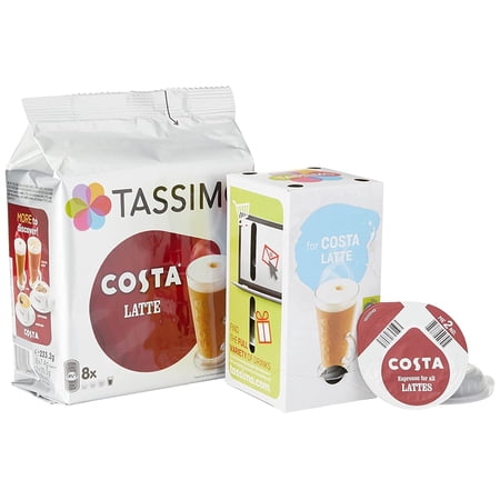 TASSIMO Costa Latte 16 discs, 8 servings Pack of 5, Total 80 discs, 40 servings