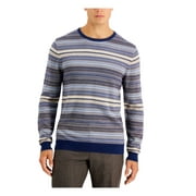 TASSO ELBA Mens Blue Striped Pullover Sweater S