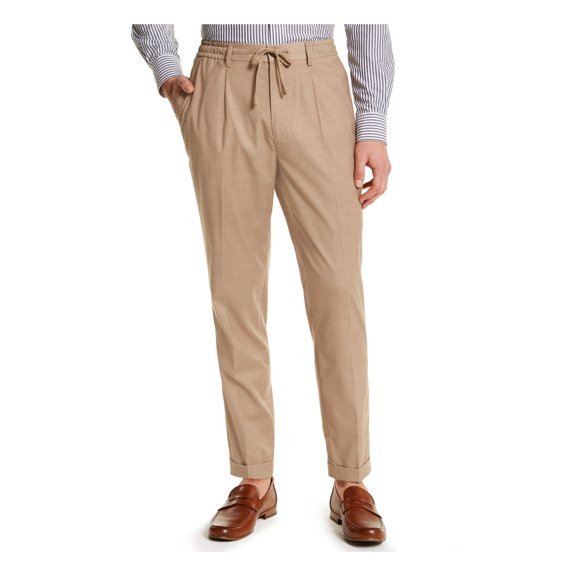 TASSO ELBA Mens Brown Stretch Classic Fit Stretch Pants XL