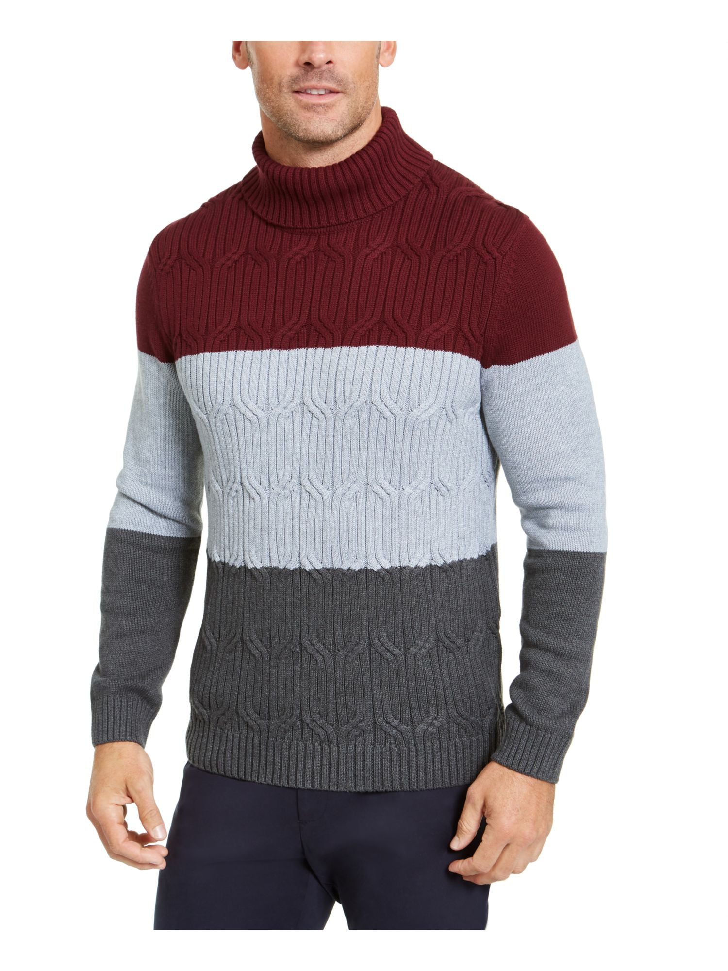 Colorblocked wool turtleneck sweater