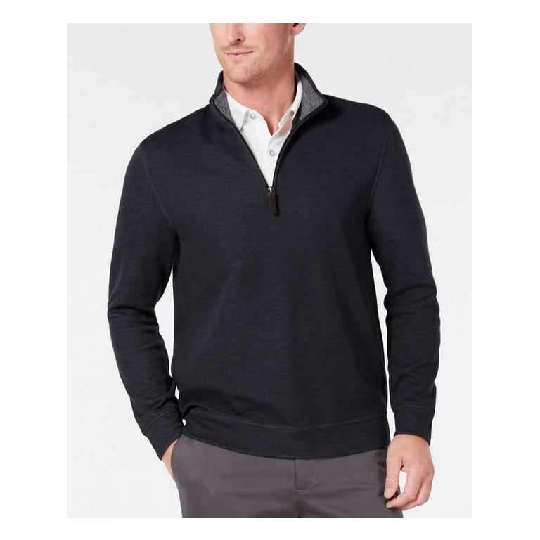 TASSO ELBA Mens Navy Long Sleeve Classic Fit Quarter Zip Pullover