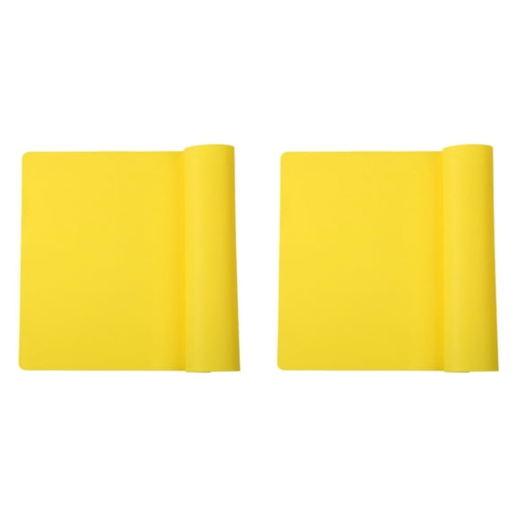 TASTAN Placemats Set, 2-Pack Silicone Placemats - Heat-Resistant Countertop Protector Mats, Non-Slip Craft & Dining Surface for Family Meals, Silicone Dining Mats, Yellow