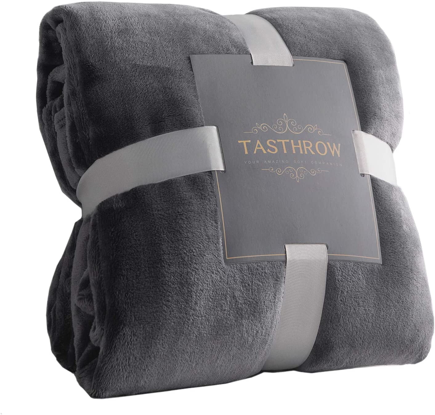 TASTHROW Large Gray Flannel Fleece Throw Blanket 50x70 Inch