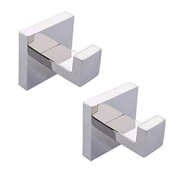 TASTOS Bath Towel Hooks Premium Stainless Steel Robe Coat and Clothes Hook, Heavy Duty Square Wall Mounted Modern Hook for Bathroom & Kitchen, Polished Chrome Finish, 2Pack