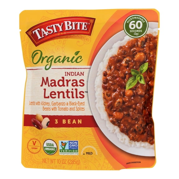 TASTY BITE - Organic Madras Lentils and Bean Entree - 10 Oz Case of