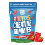 TASTY GAINS Kids & Teen Creatine Gummies with Vitamin B12 for Growth Support, Easy Chew Daily Supplement, Gummy Vitamins for Kids and Teens, Ages 5+ Strawberry Flavor, 60 Count